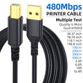 🔥 USB A & USB‑C to USB‑B 2.0 Printer Cable | Nylon Braided High‑Speed Cord for Yamaha/Casio Digital Piano, DJ Controllers, Printers & More