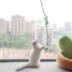 Stretchable cat toy with PVC spring extending up to 70.87 inches