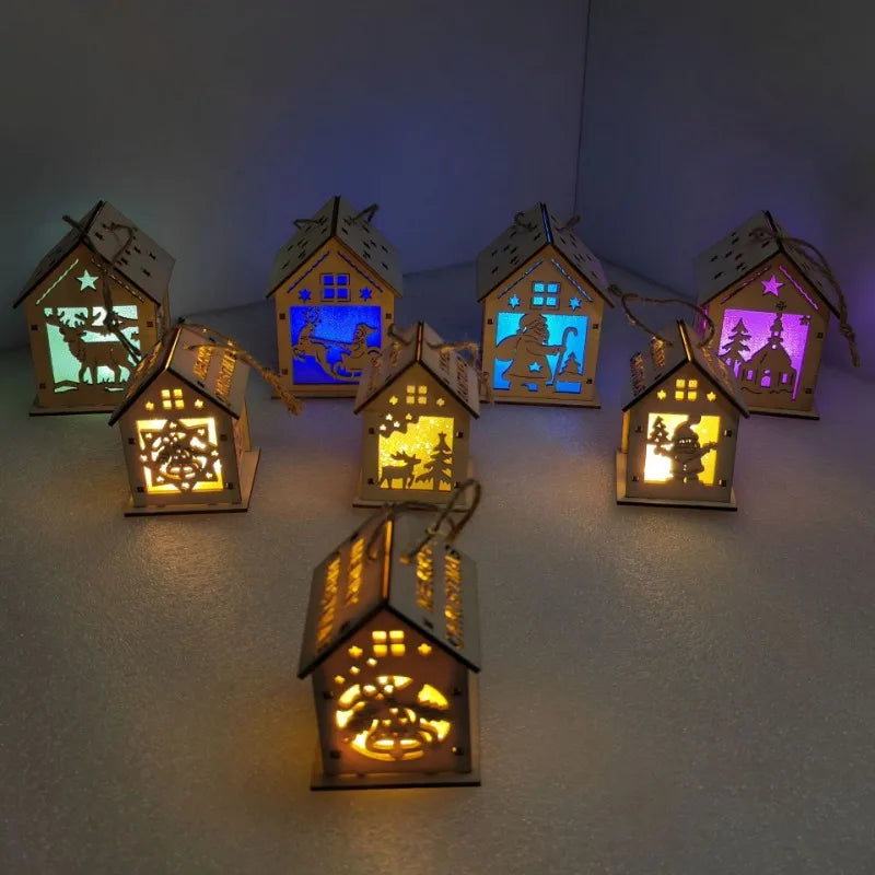 Christmas Wooden House Ornaments – Rustic Holiday Décor