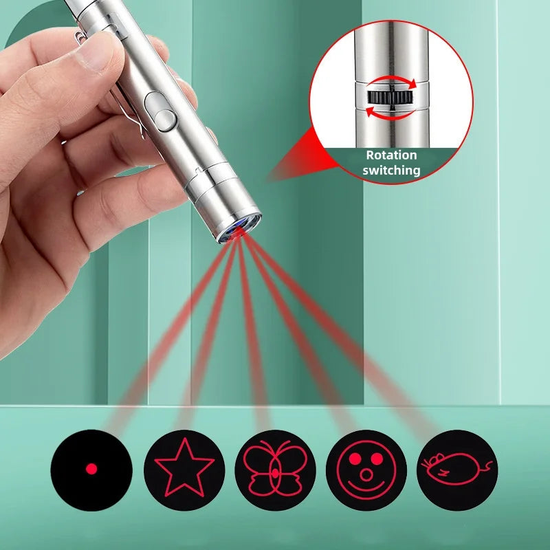 🔴🐾 Multi-Functional USB Rechargeable Infrared Laser Cat Toy – Pattern Projection