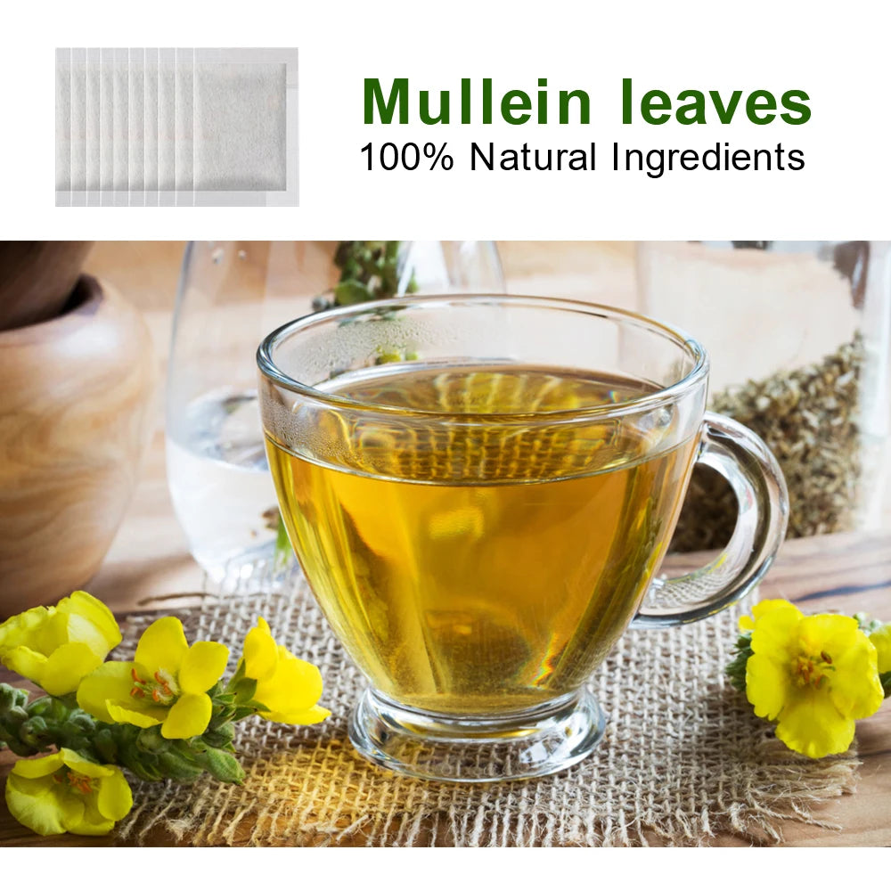 🌿 Mullein Leaf Tea Bags – Caffeine-Free Herbal Tea for Lung & Respiratory Wellness (28 or 60 Bags)