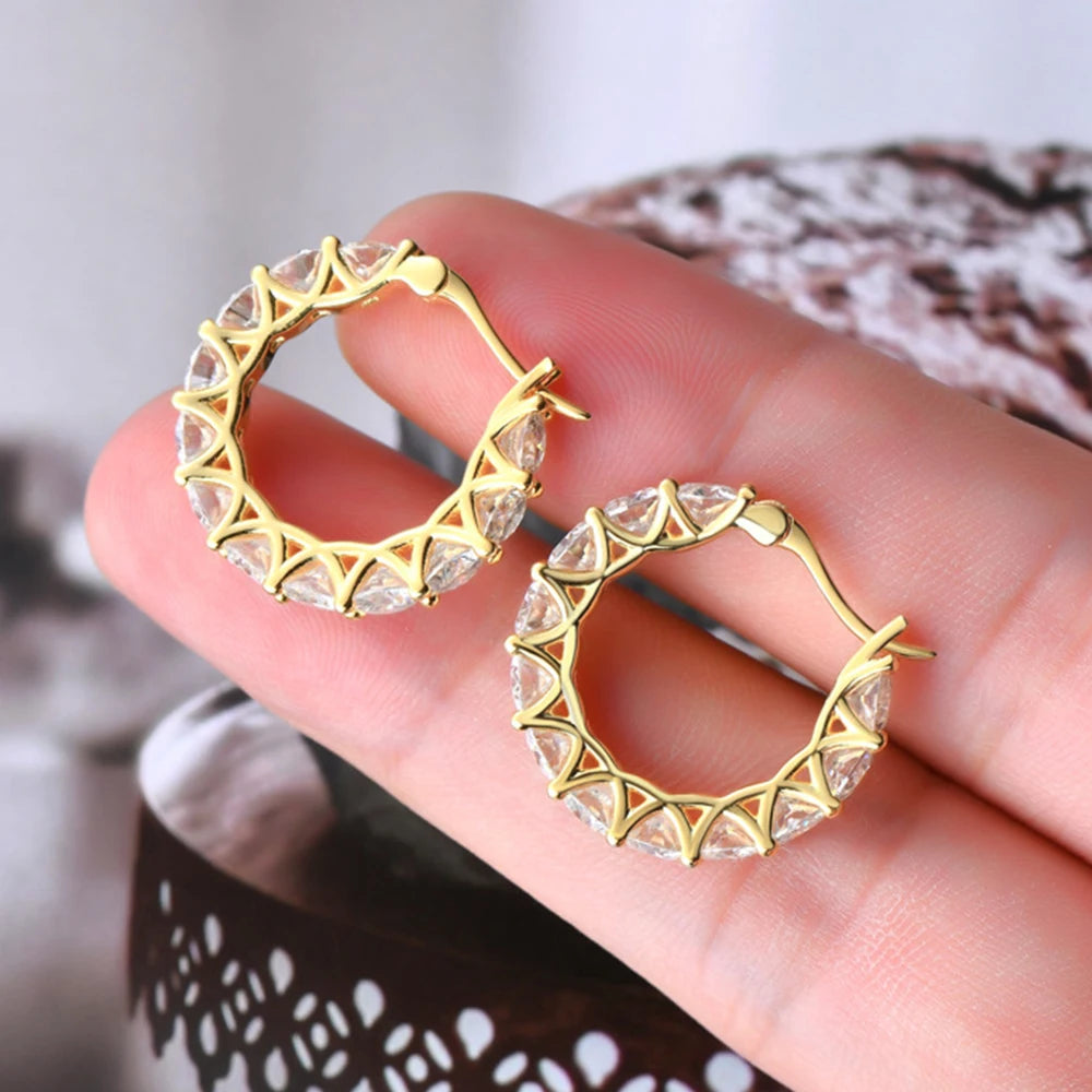 💎✨ Luxury Full Moissanite Hoop Earrings 🤍 | Certified 3.6CT Moissanite Diamond Earrings 💍 | 925 Sterling Silver Wedding Jewelry for Women 👰