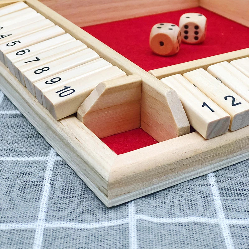 Arithmetic Dice Board Game Four-Sided Flip Card Games Box Dice Toys Wooden Flaps Dices 4 Players Party Number Game Board Games