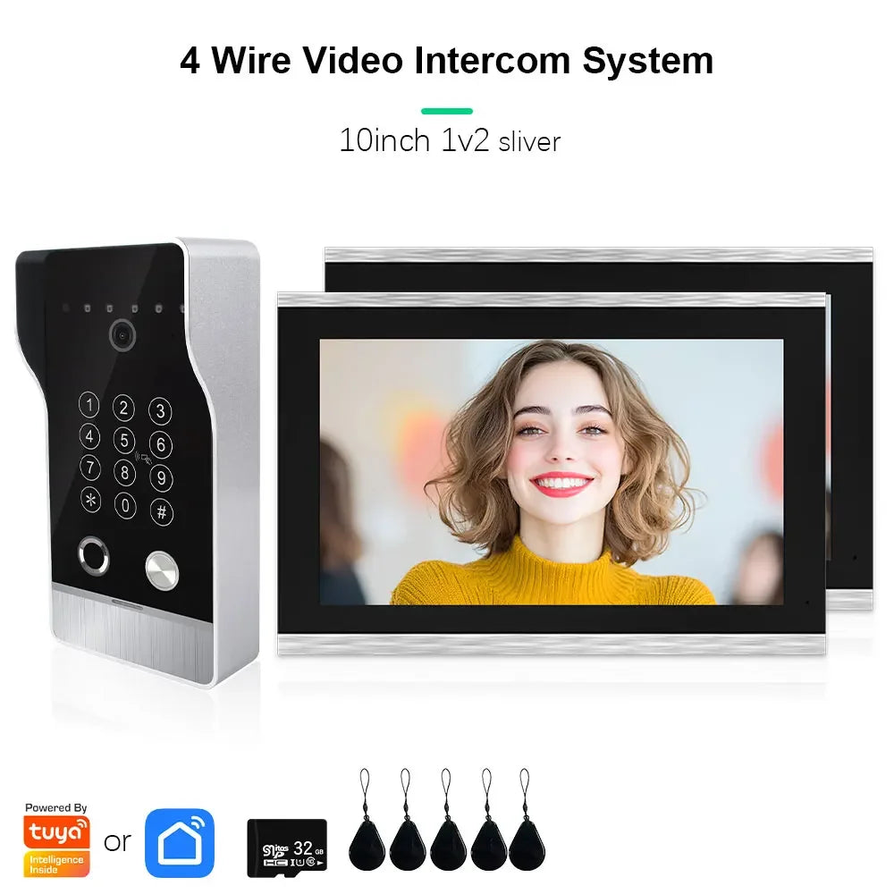 🔔📹 High Quality Video Doorbell Intercom System | Large Screen Smart Videophone 🔐 | Tuya Smart 5-in-1 Unlock 1080P for Home & Apartment