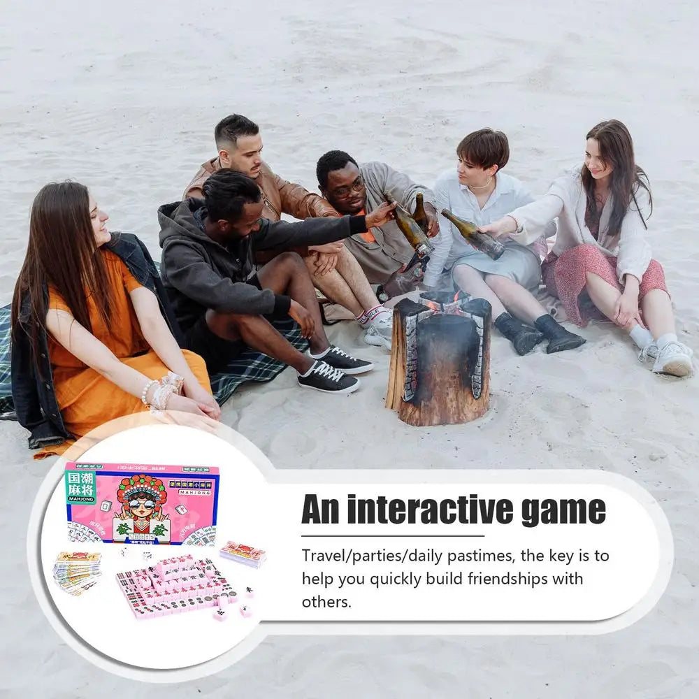 Chinese Mahjong Game Set – 144pcs Mini Melamine Tiles 🎴 Portable Numbered Mahjong Set for Family Fun, Travel & Game Nights 🧳 Durable, Clear Engraving, Complete Accessories Included