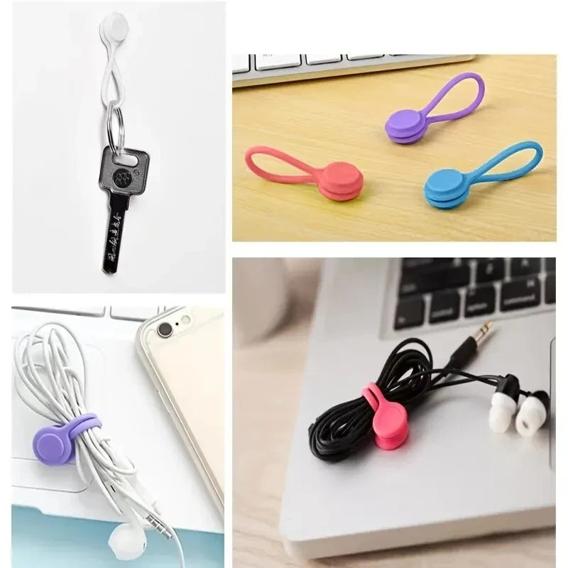 🧲🔌 Silicone Magnetic Cable Ties – Reusable Wire Organizer (1/3/5PCS)