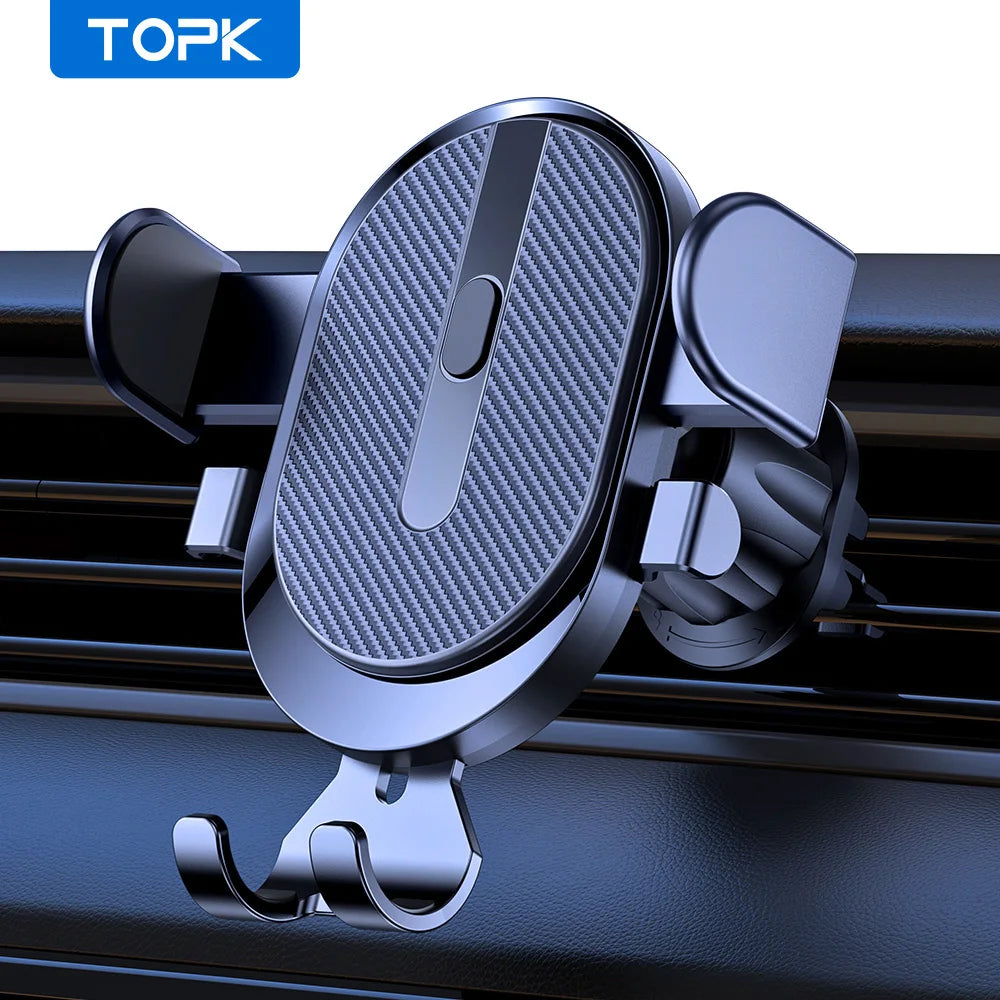TOPK Auto Lock Car Phone Holder – Air Vent Mount with Hook Clip