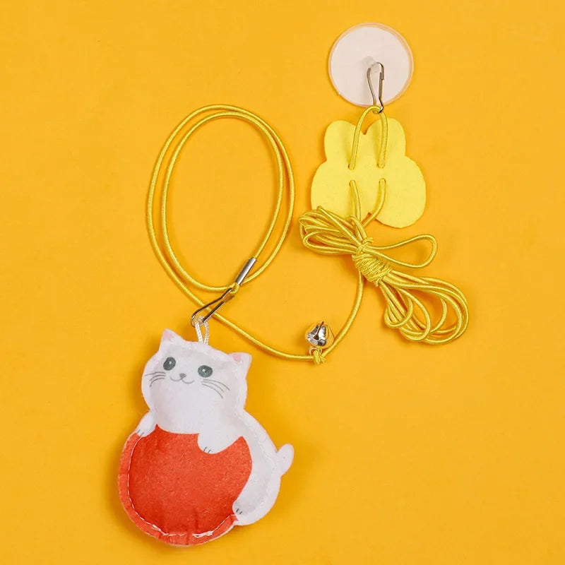 Interactive Hanging Cat Toy with Feather – Stretchable Elastic Rope Teaser