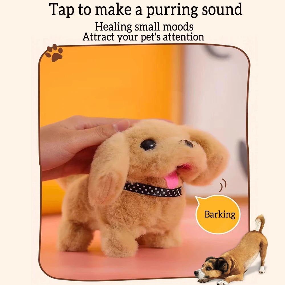 🐶🔋 Pet Companion Plush Puppy Toy – Battery Operated Interactive Dog That Walks, Barks & Wags Tail