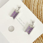 💜✨ Fashion Purple Crystal Earrings 🎧 | Zircon Alloy Pendant Earrings for Women & Girls 💎 | POP Music Lover Gift 🎤