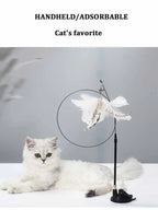🐱🎀 Funny Fluffy Feather Cat Teaser Wand with Bell & Suction Cup