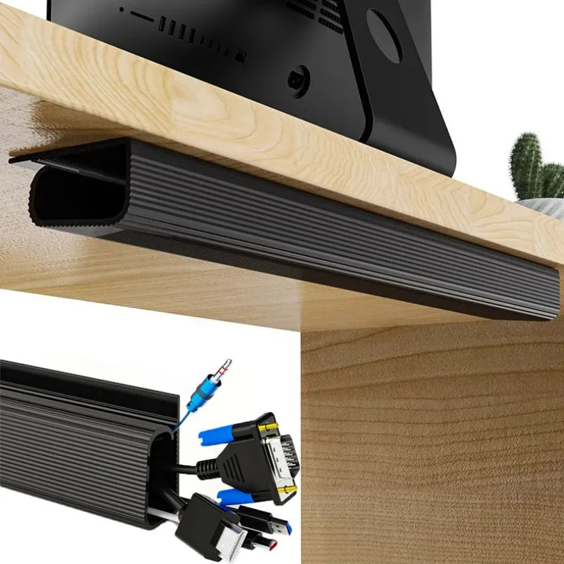 🤍🔌 Channel Desk Cable Organizer – No Drill Under Desk Cable Tray
