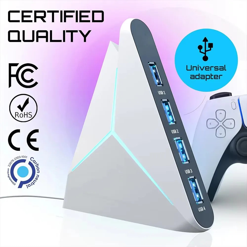 🔌💻 4-Port USB 3.0 Hub Docking Station – 5Gbps with LED & 39” Cable