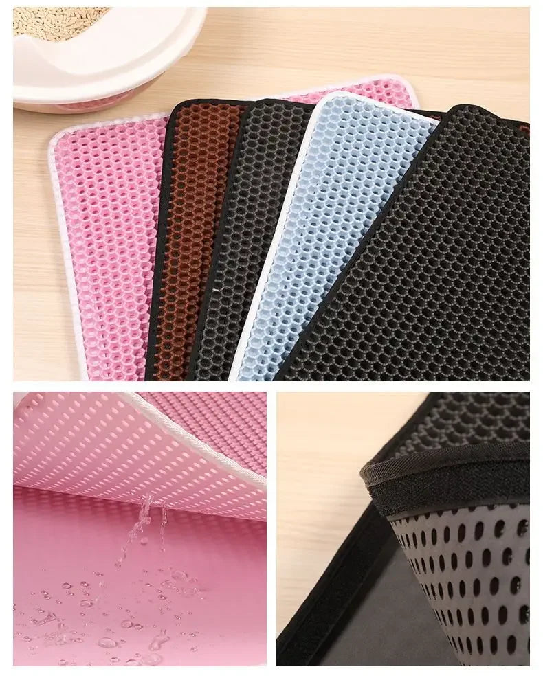 🐱🧼 Double Layer Waterproof Cat Litter Mat – Non-Slip & Washable