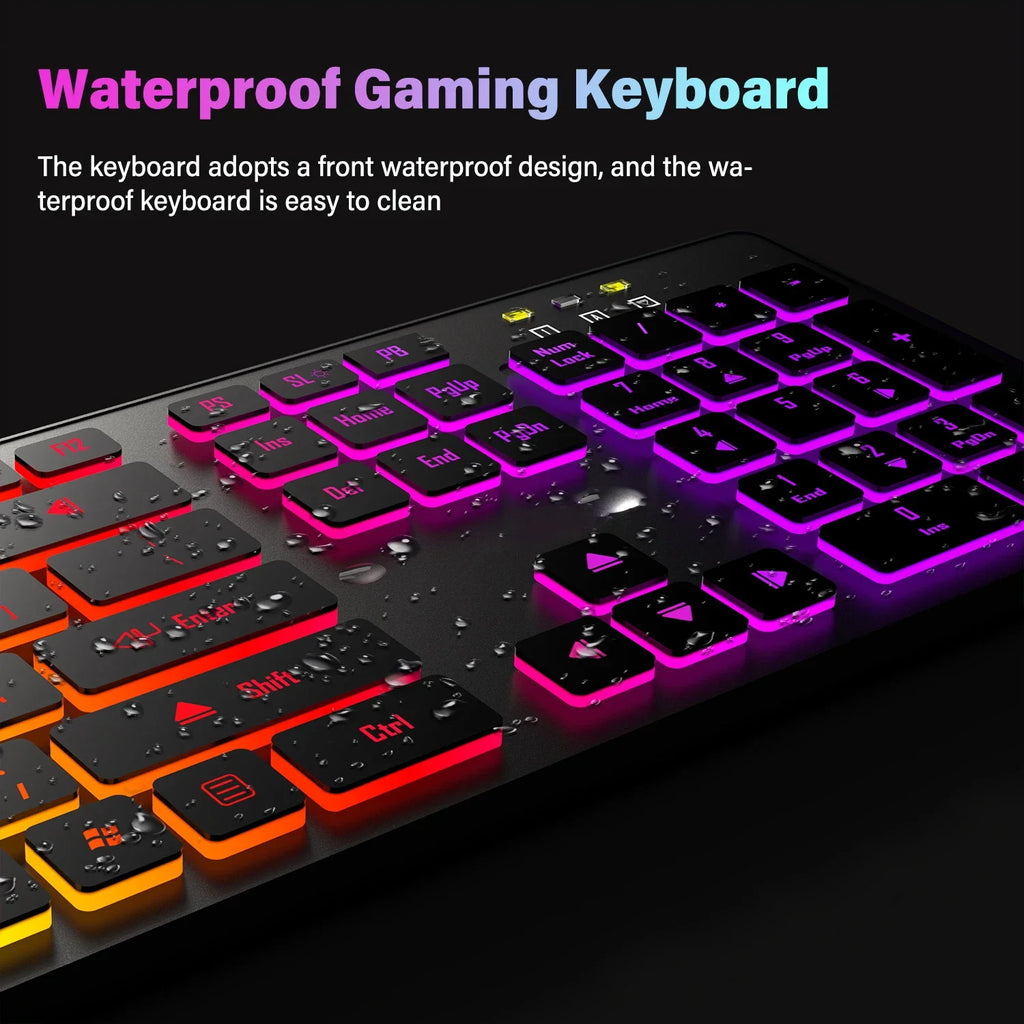 RGB Backlit Wired Gaming Keyboard – Mute USB Keyboard for Office & Home