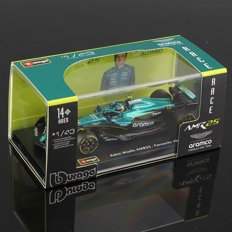 1:43 Aston Martin AMR25 F1 Die‑Cast Model Car – 2025 Alonso #14 & Stroll #18 Miniature Racing Collectible