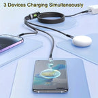 100W 3-in-1 MFi Transparent Fast Charging Cable with LED Pilot Lamp