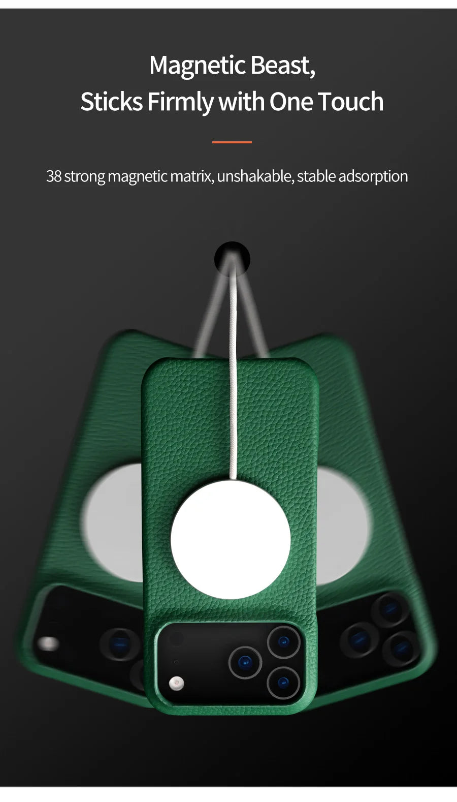 Luxury Lychee Cowhide Leather MagSafe Case for iPhone 17 / 16 / 15 Series