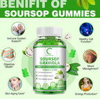 Soursop Gummies 🍃 | Immune, Digestive & Skin Health Support | Vitamin C & Zinc | Cellular Wellness Formula | 60 Gummies