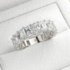 ANZIW 925 Sterling Silver Radiant Cut Full Eternity Ring | 6x4mm Sona Simulated Diamond Band | Luxury 5A Zircon Jewelry for Women