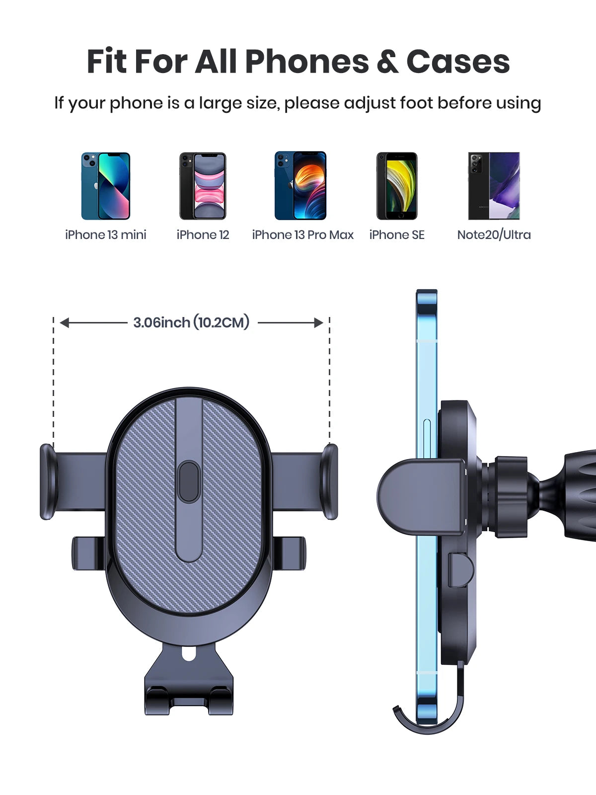 TOPK Auto Lock Car Phone Holder – Air Vent Mount with Hook Clip