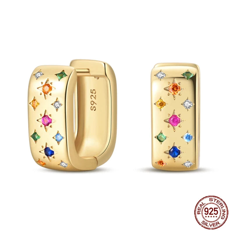 🌙⭐🐝 925 Sterling Silver Star Moon Bee Pendant Earrings ✨ | Gold-Tone Sparkling Zircon Luxury Earrings for Women 💎 | Wedding & Engagement Jewelry Gift 👰