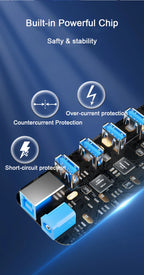 🌈🔌 RGB USB 3.0 Hub 7-Port – 5Gbps with Individual Switch