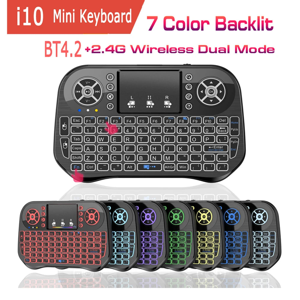 🌈⌨️ i10 / i8 Mini Wireless Keyboard – Dual Mode Air Mouse with Touchpad