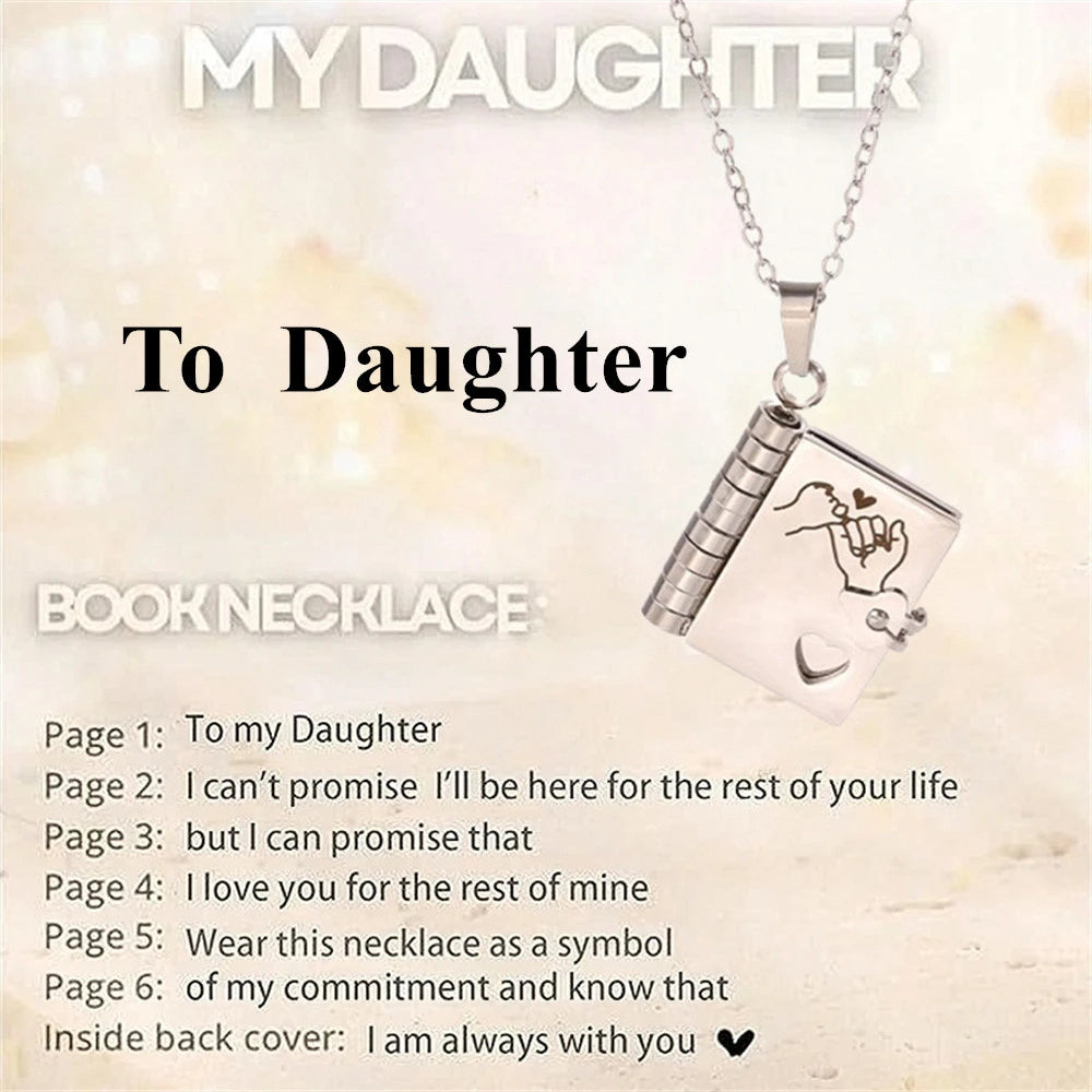 📖💙 To My Champion Son Book Necklace 🏆 | Engraved Openable Book Pendant with 6 Message Pages ✨ | Birthday Gift for Boys – My Little Hero 💪