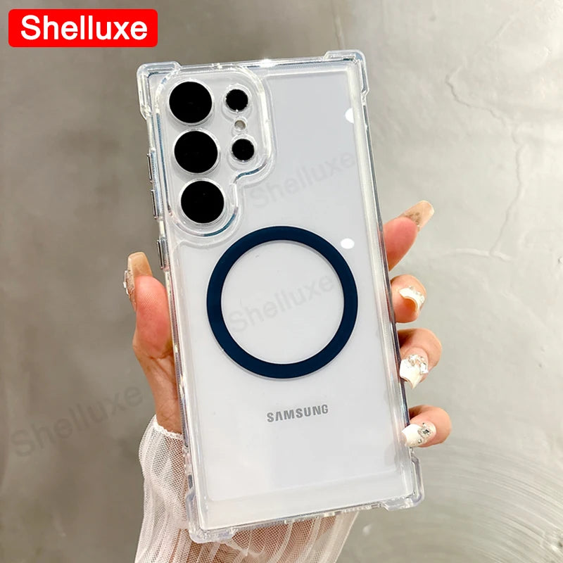 Transparent Armour Magnetic Case for Samsung Galaxy S25 Ultra / S24 / S23