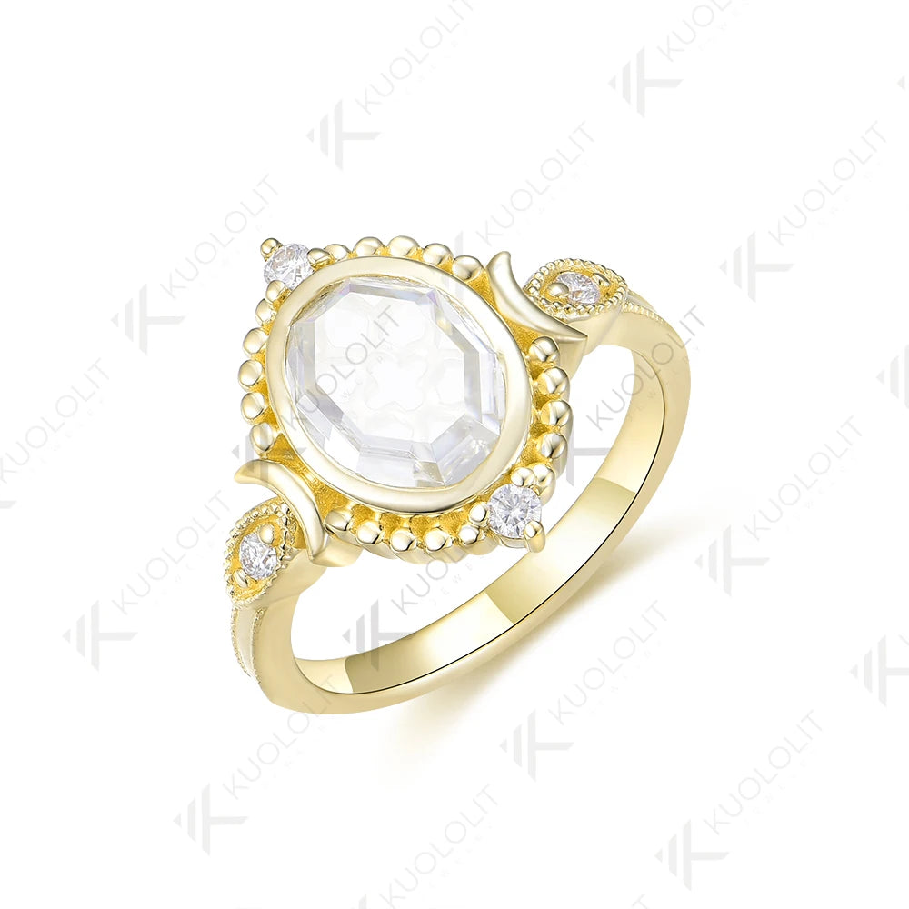 💛💎 Kuololit 2CT Portrait Cut Moissanite Ring – Solid 14K/10K Gold