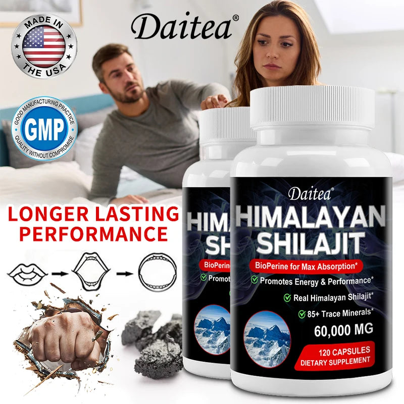 🌄 Himalaya Shilajit Capsules with Trace Minerals & Fulvic Acid – Natural Energy, Strength & Wellness Support (30/60/120 Capsules)