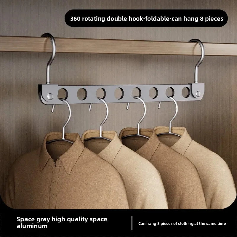 👕✨ Foldable Rotatable Clothes Hanger Organizer | 6 / 8 Holes Magic Metal Storage Rack 🪝 | Wardrobe Space Saver Hook