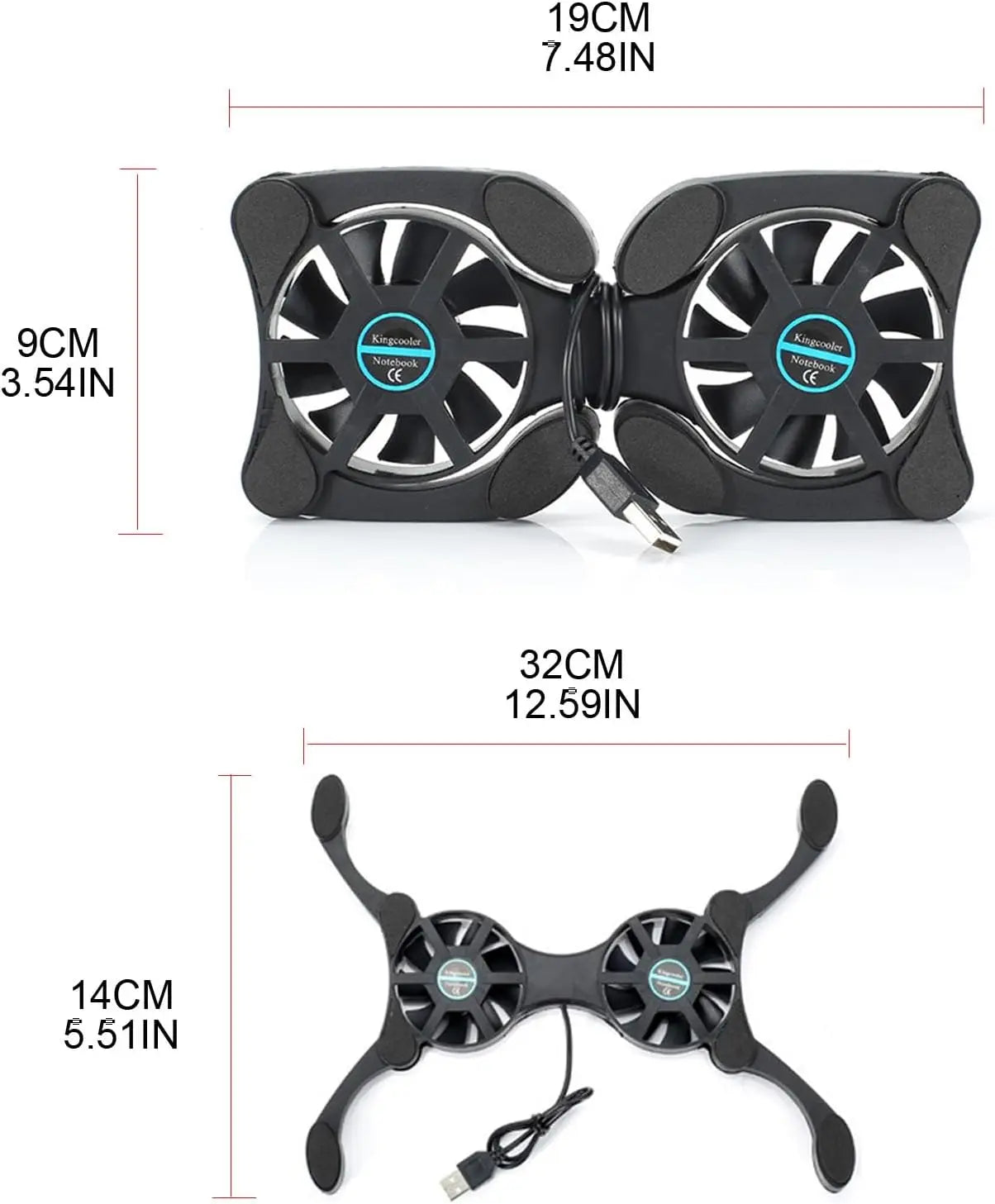 ❄️💻 Ultra Slim Laptop Cooling Pad – Low Noise Portable Cooler (7–15”)