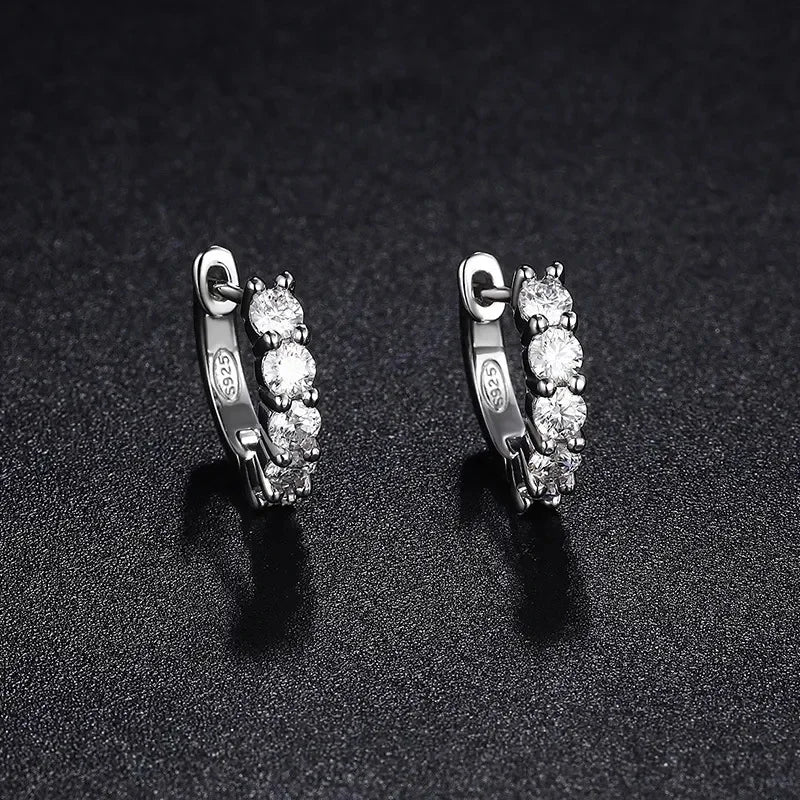 ✨💎 3MM D Color Moissanite Hoop Earrings 🤍 | White Gold Plated 925 Sterling Silver Earrings for Women 👰 | Wedding & Party Fine Jewelry