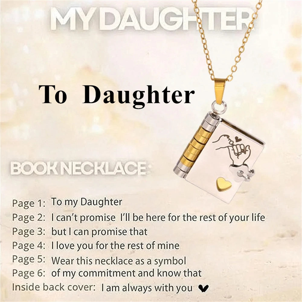 📖💙 To My Champion Son Book Necklace 🏆 | Engraved Openable Book Pendant with 6 Message Pages ✨ | Birthday Gift for Boys – My Little Hero 💪