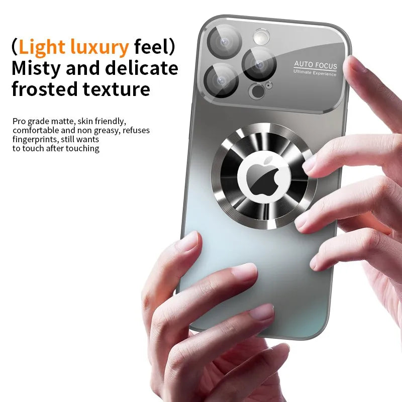 Titanium Metallic Matte MagSafe Case with Glass Camera Protection for iPhone