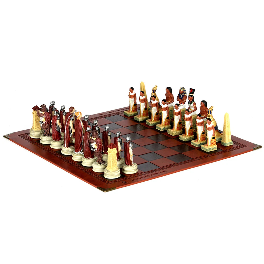 Role Theme Historical Chess Set ♟️ | Hand‑Painted Resin Pieces & Embossed Leather Board 🪄 | 32‑Piece Collector’s Gift Set 🎁 | Premium Strategy Game for Home & Display