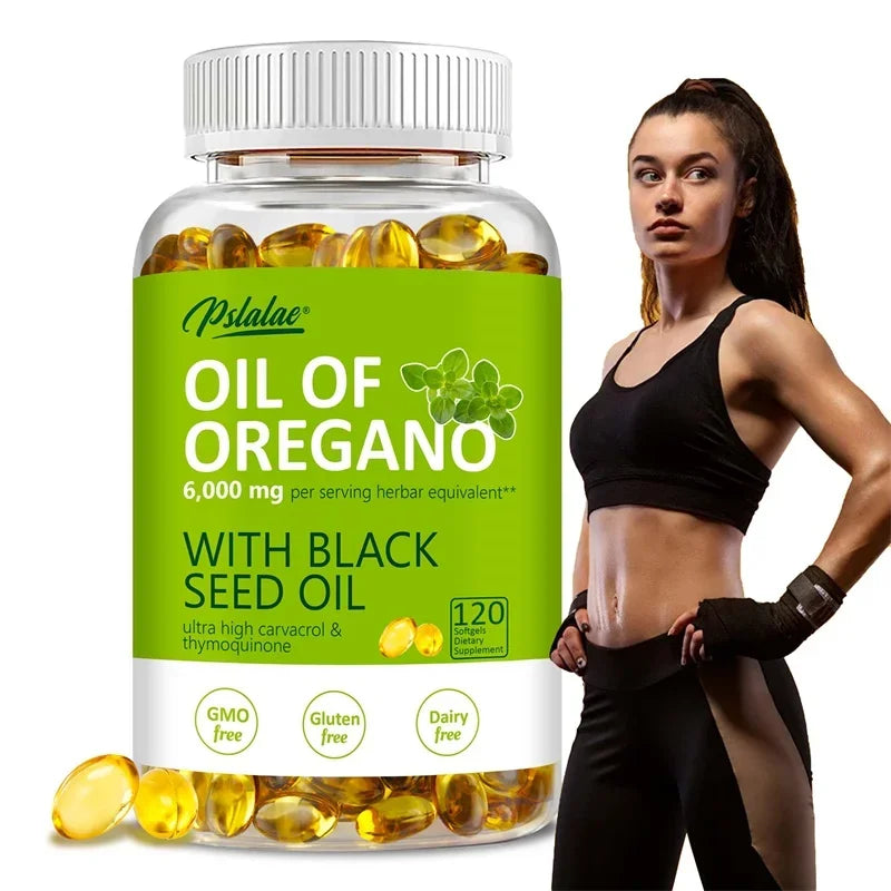 🌿 Oregano Oil Softgels 6000mg + Black Seed Oil 200mg 🌿