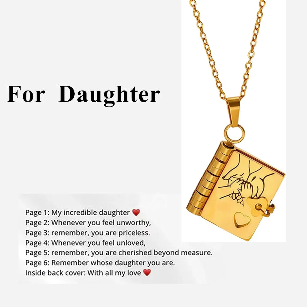 📖💙 To My Champion Son Book Necklace 🏆 | Engraved Openable Book Pendant with 6 Message Pages ✨ | Birthday Gift for Boys – My Little Hero 💪