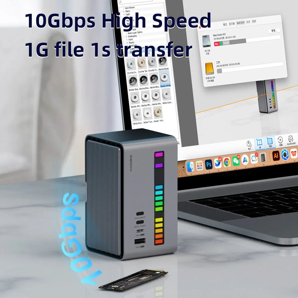 🚀💻 Hagibis USB-C Docking Station – Dual HDMI + M.2 SSD Enclosure (U100 Series)
