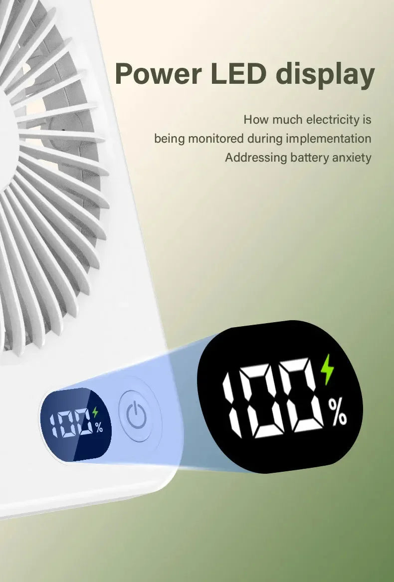 🌬️📱 Xiaomi Portable Desk Fan – 5 Speeds Ultra Quiet with Power Display
