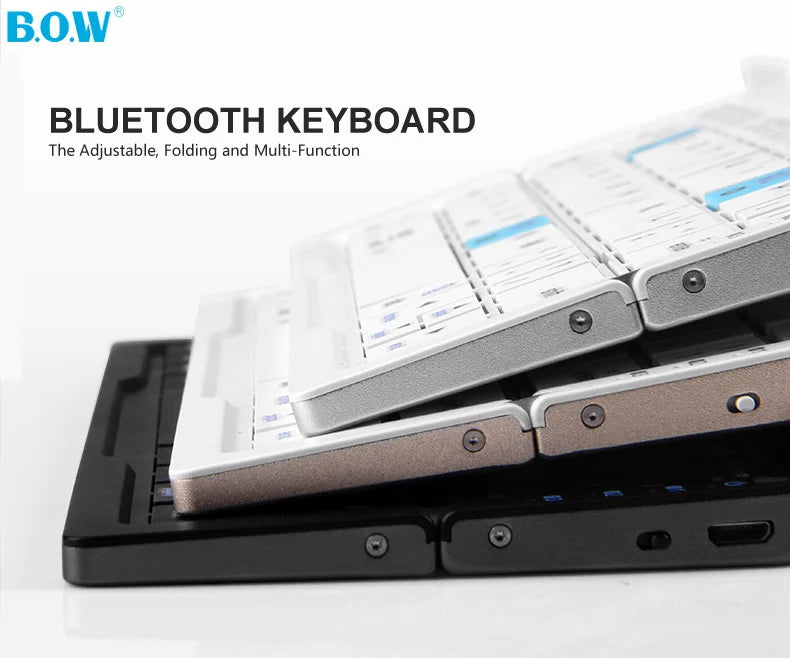 ⌨️📱 BOW Mini Folding Bluetooth Keyboard – 3 Device Support with Stand
