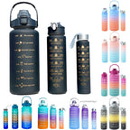 3PCS Gradient Sports Water Bottle Set (300ML / 900ML / 2L) – Leakproof Straw Fitness Bottle 💧✨