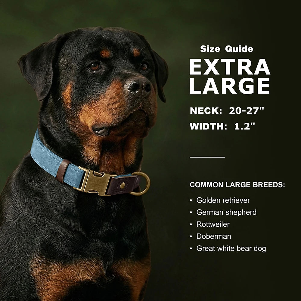 🐾 Customized Dog Collar | Durable PU Leather + Nylon | Engraved Pet ID Necklace 🐶 | Adjustable Metal Buckle for Small, Medium & Large Dogs (Pug, Pitbull, Chihuahua, Terrier) ✨