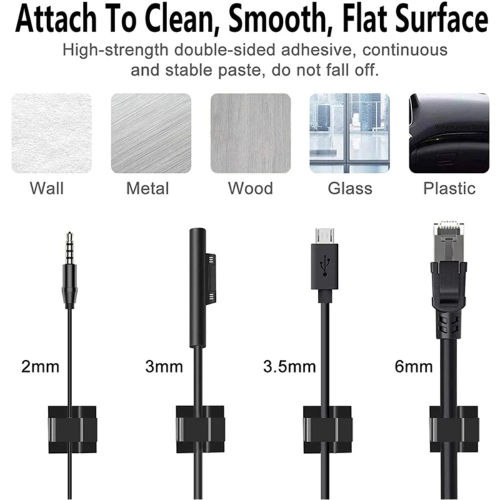 🔌📎 10/50PCS Cable Management Clips – Wire Organizer & Cord Holder