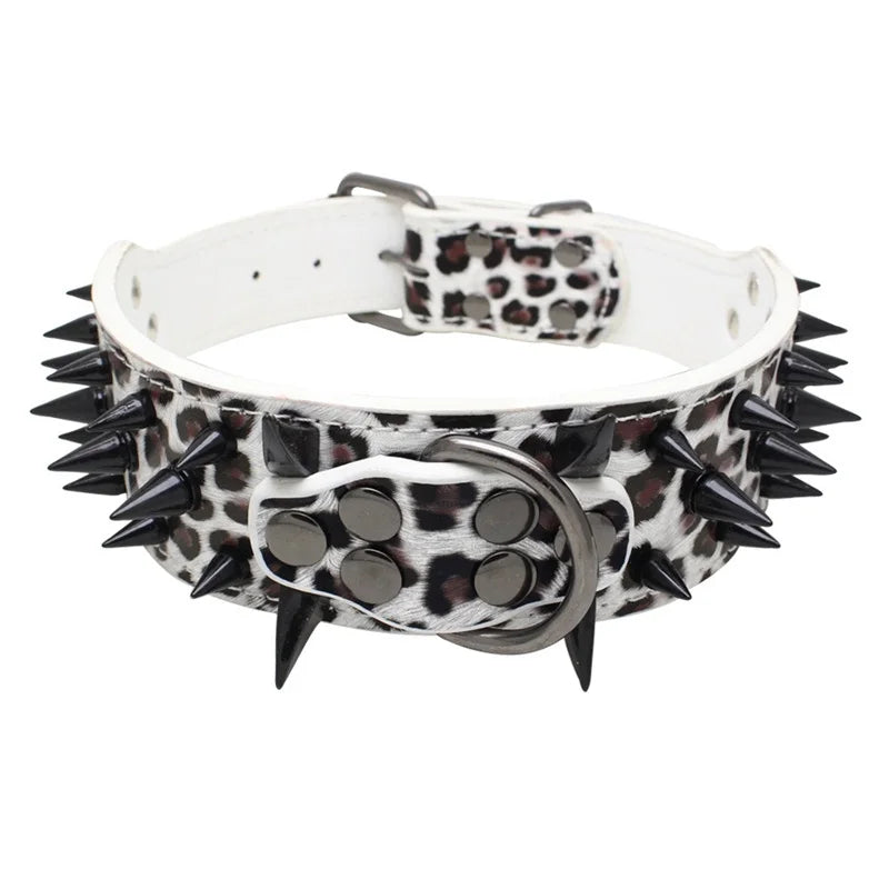 Spiked Dog Collar 🦴 Anti-Bite PU Leather Rivet Collar for Large Dogs