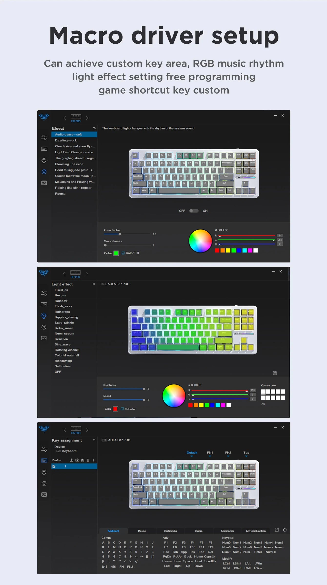 AULA F87 Pro Mechanical Keyboard – Tri-Mode Wireless RGB 87-Key