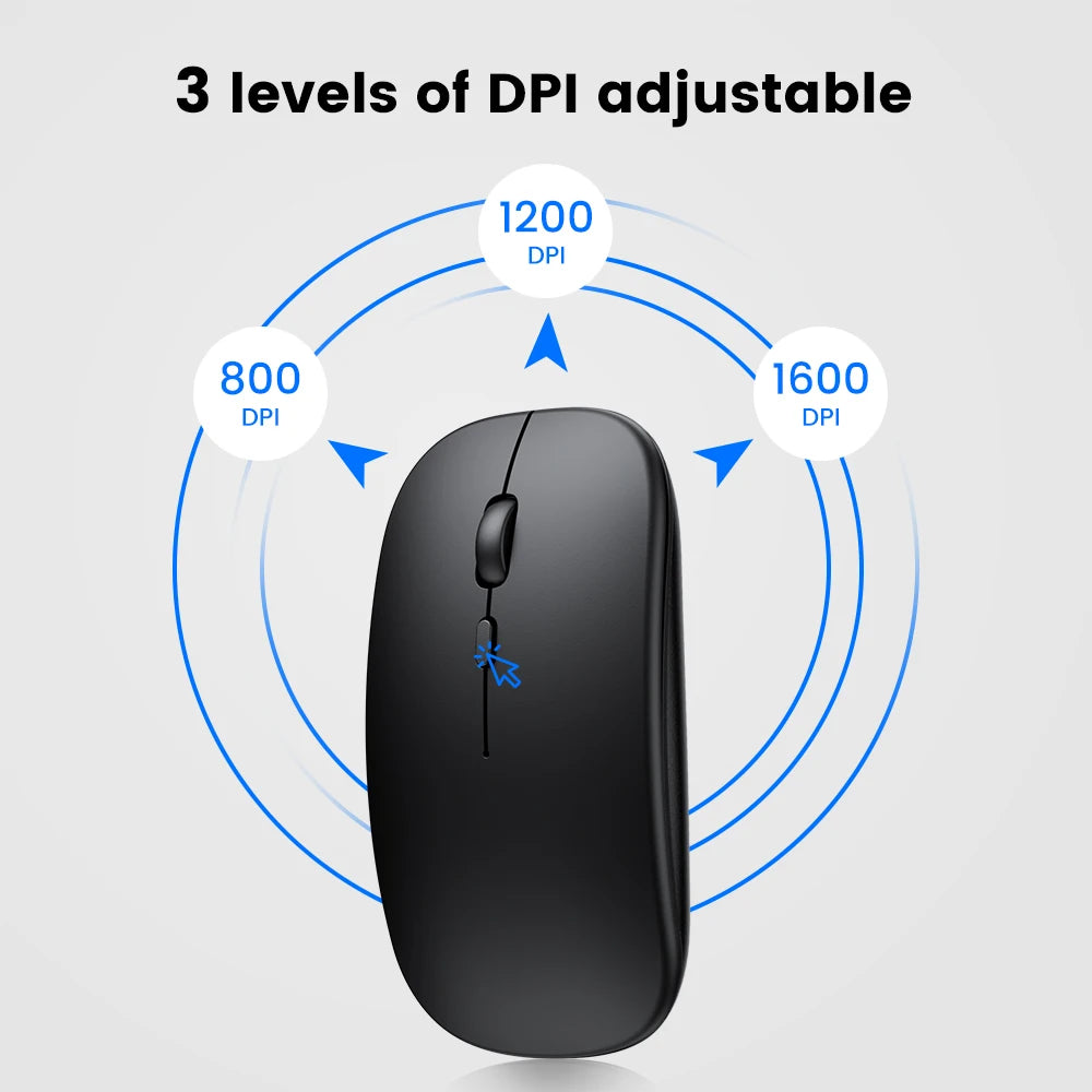 🖱️🔋 Rechargeable Wireless Bluetooth Mouse – 2.4GHz Silent Ergonomic Mini