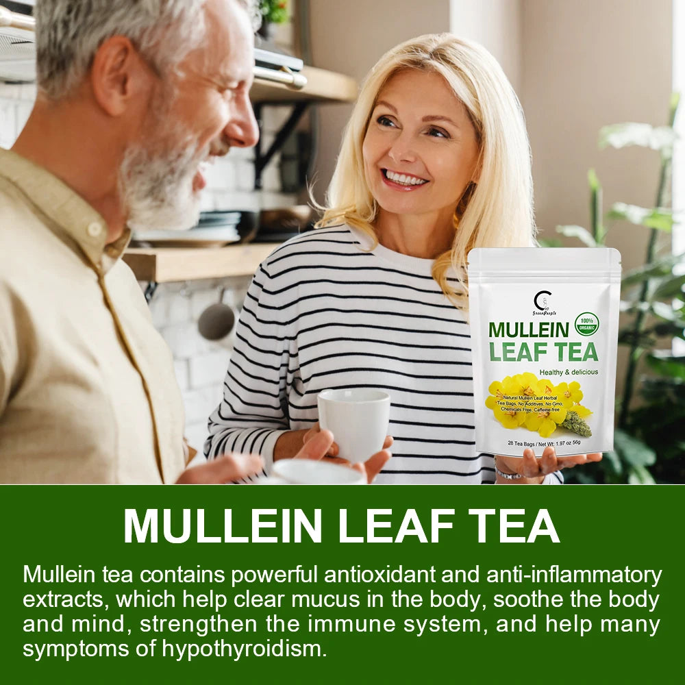 🌿 Mullein Leaf Tea Bags – Caffeine-Free Herbal Tea for Lung & Respiratory Wellness (28 or 60 Bags)